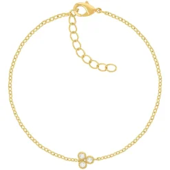 Bracelet plaqué or jaune et zirconias 19cm