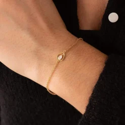 Bracelet plaqué or jaune et zirconias 19cm