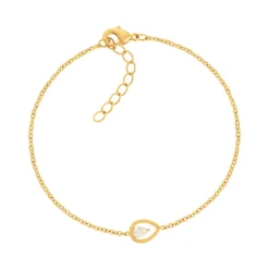 Bracelet plaqué or jaune et zirconias 19cm