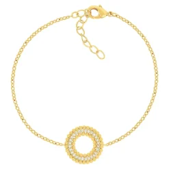 Bracelet plaqué or jaune et zirconias 19cm