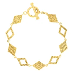 Bracelet plaqué or jaune losanges 18cm