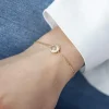 Bracelet plaqué or jaune médaillon perlé zirconias 18 cm