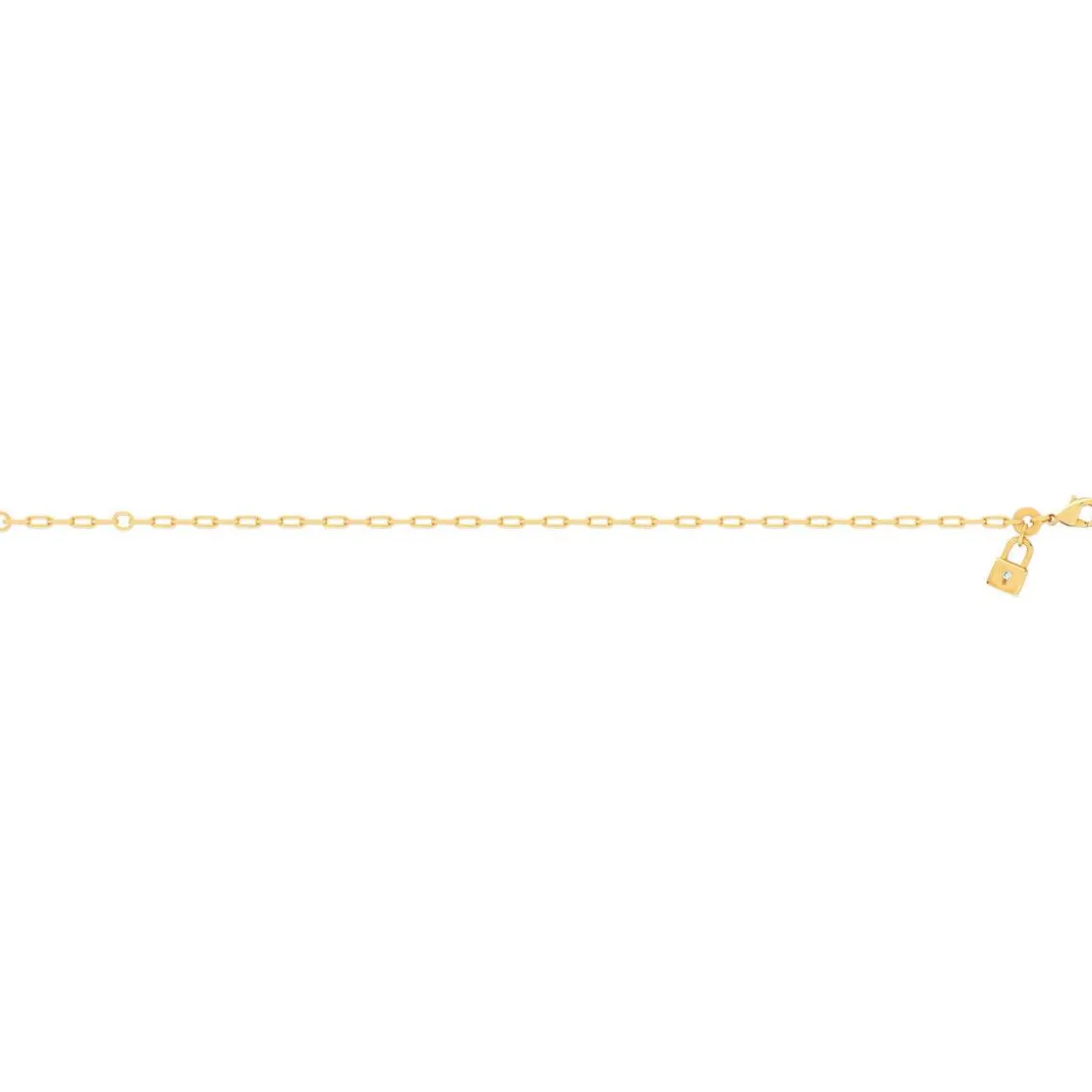 Bracelet plaqué or jaune motif cadenas zirconia 18 cm