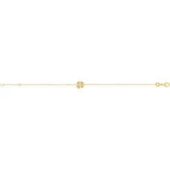Bracelet plaqué or jaune, motif fleur zirconia 18 cm