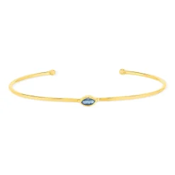 Bracelet plaqué or jaune pierre synthetique bleue 58 mm