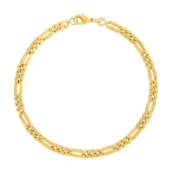 Bracelet plaqué or maille cheval alternée triple 19 cm