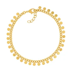 Bracelet plaqué or maille fantaisie pampilles 17,5 cm