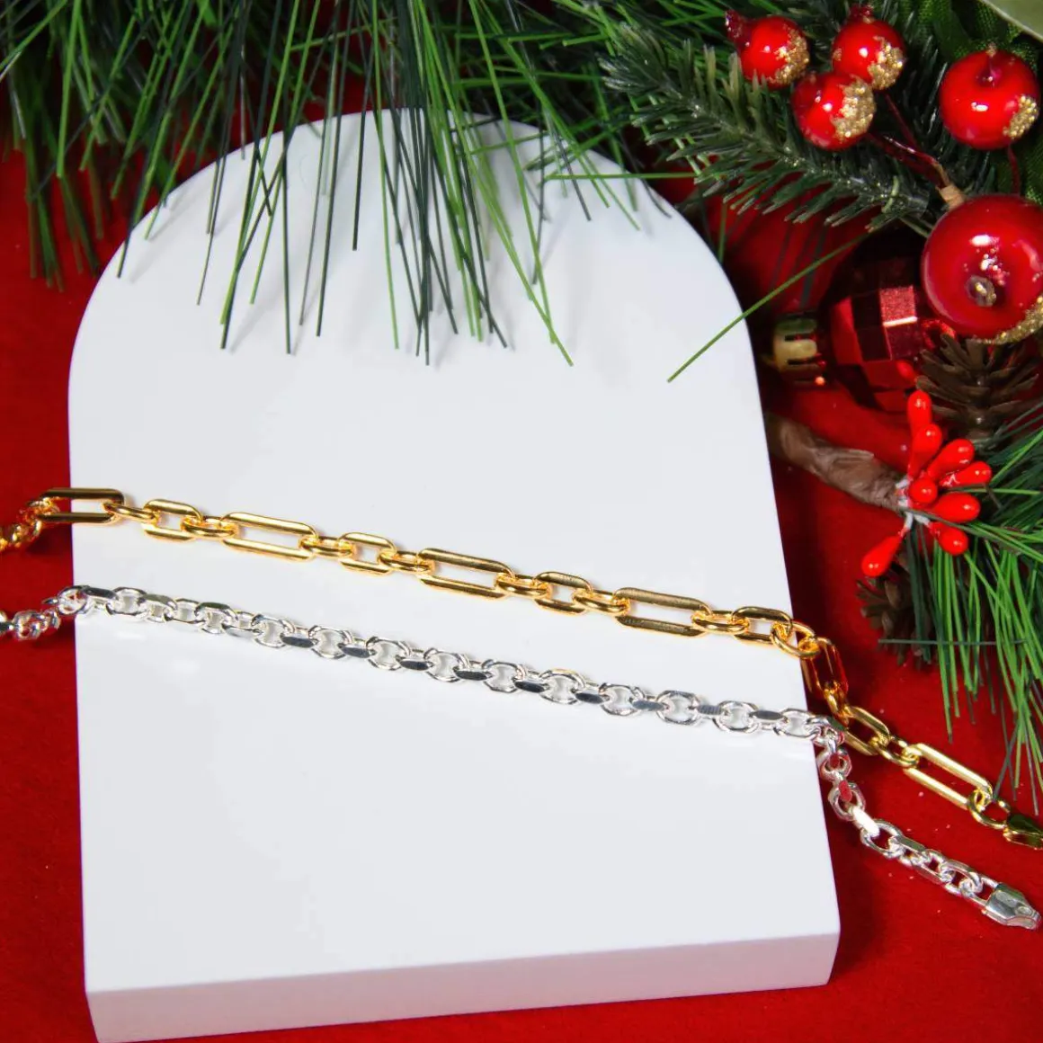Bracelet plaqué or maille forçat allongée 19 cm