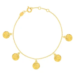 Bracelet plaqué or médailles martelées 18 cm