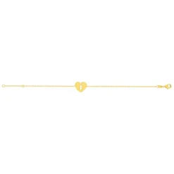 Bracelet plaqué or motif coeur et serrure 18 cm
