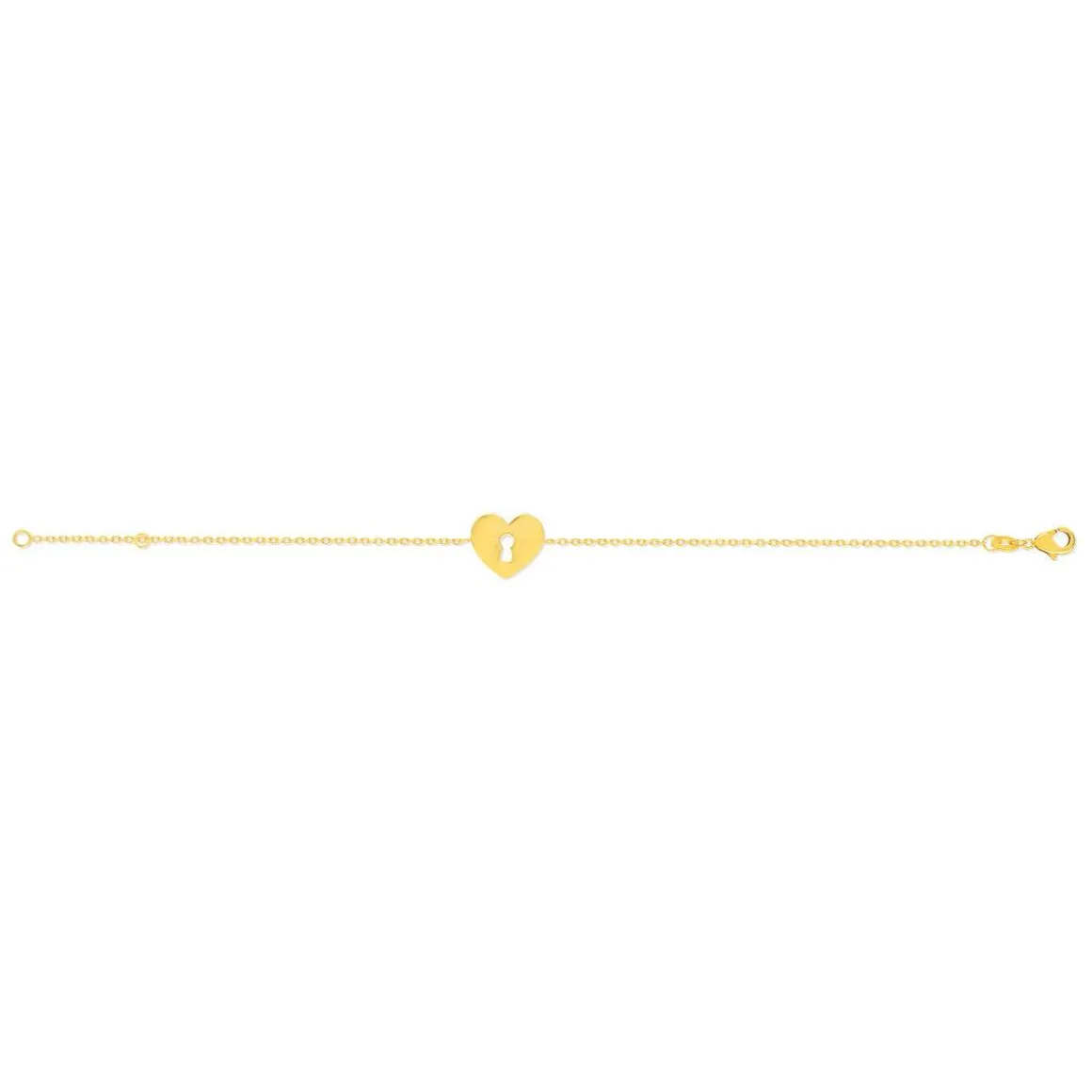 Bracelet plaqué or motif coeur et serrure 18 cm