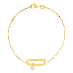 Bracelet plaqué or motif ovale zirconia 18 cm
