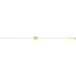 Bracelet plaqué or pierre synthétique verte 18 cm