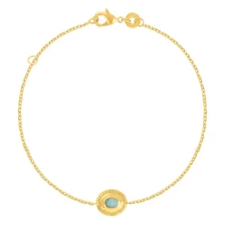 Bracelet plaqué or pierre synthétique verte 18 cm
