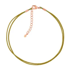 Bracelet plaqué or rose cordon coton bronze