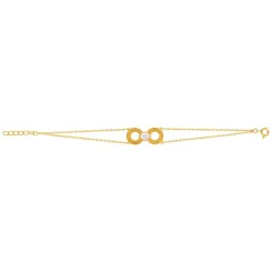 Bracelet plaqué or résine blanche, motif anneau perlé 18 cm