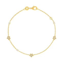 Bracelet plaqué or étoiles et zirconias 18 cm