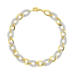 Bracelet plaqué or 2 tons maille et zirconias 19 cm