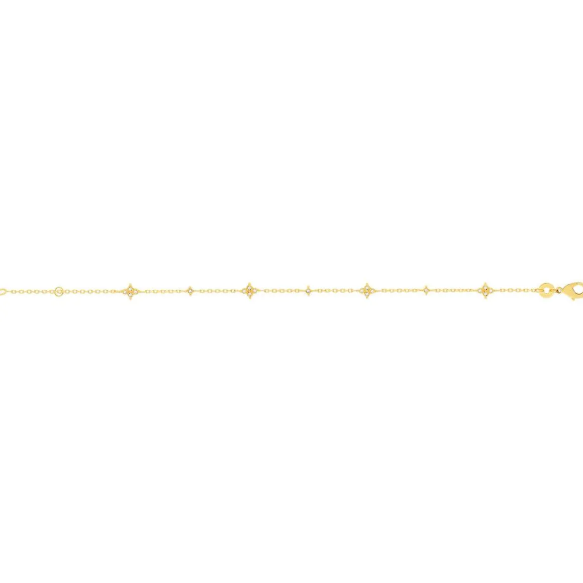 Bracelet plaqué or zirconias 18 cm motif étoile