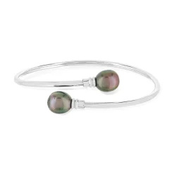 Bracelet rigide argent 925 perles de tahiti 60 mm