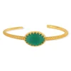 Bracelet rigide doré agate verte 58 mm