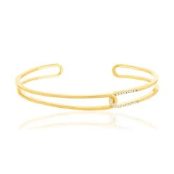 Bracelet rigide plaqué or zirconias 60 cm