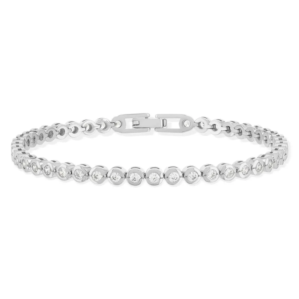 Bracelet tennis argent 925 zirconias serti clos 19.5cm