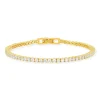 Bracelet tennis plaqué or jaune serti 4 griffes 19,5cm