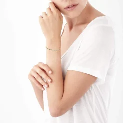 Bracelet tennis plaqué or zirconias bleus et blancs 18 cm