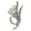 Broche d'occasion or 750 blanc diamant perle de culture