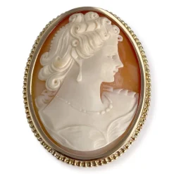 Broche d'occasion or 750 jaune camee