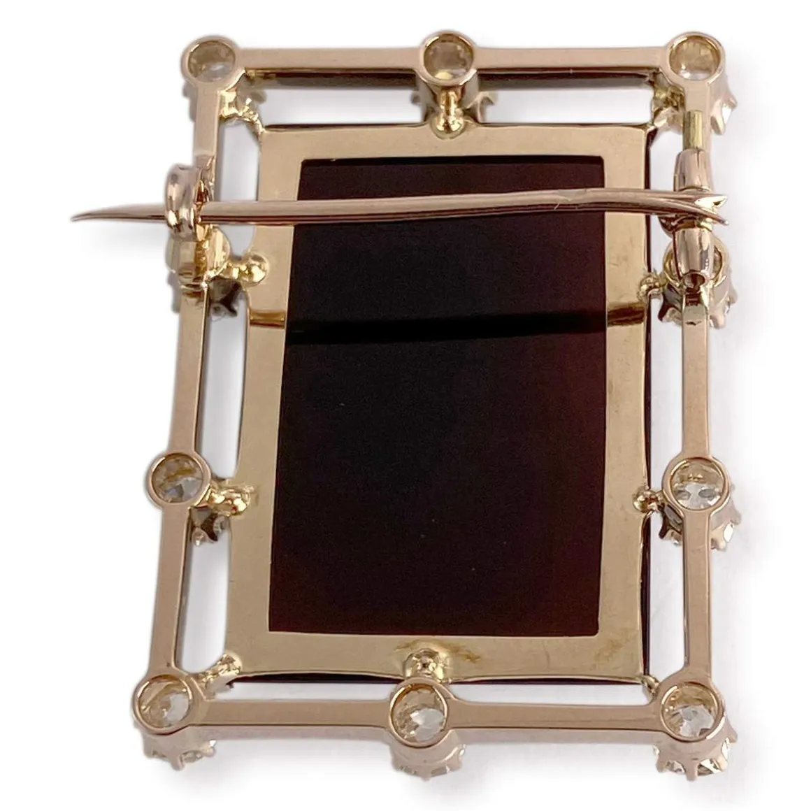 Broche d'occasion or 750 jaune diamant camee