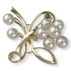 Broche d'occasion or 750 jaune fleur perles de culture
