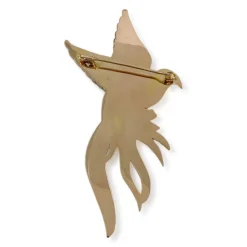 Broche d'occasion or 750 jaune oiseau rubis