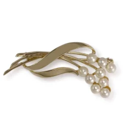 Broche d'occasion or 750 jaune perles de culture