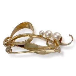 Broche d'occasion or 750 jaune perle de culture perle de culture perle de culture