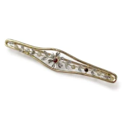 Broche d'occasion or 750 2 tons diamants et grenats