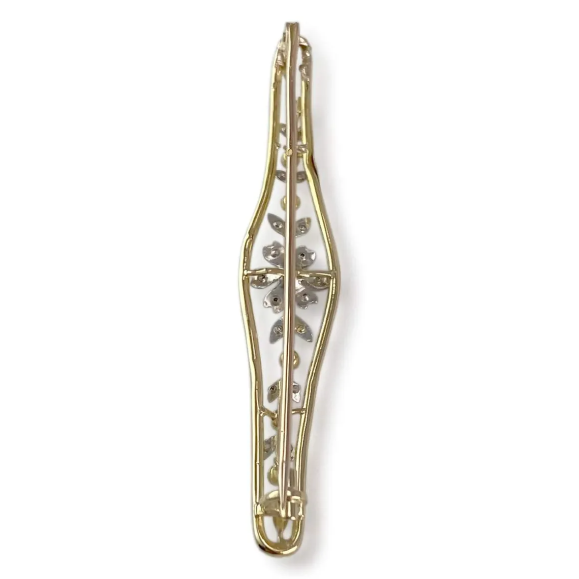 Broche d'occasion or 750 2 tons diamants et grenats