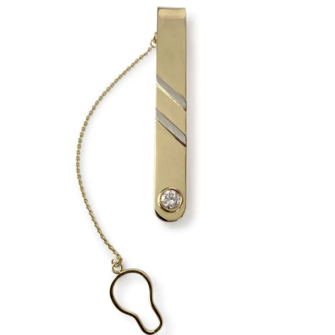 Broche d'occasion or 750 2 tons diamant