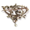 Broche d'occasion or 750 2 tons diamant perle de culture