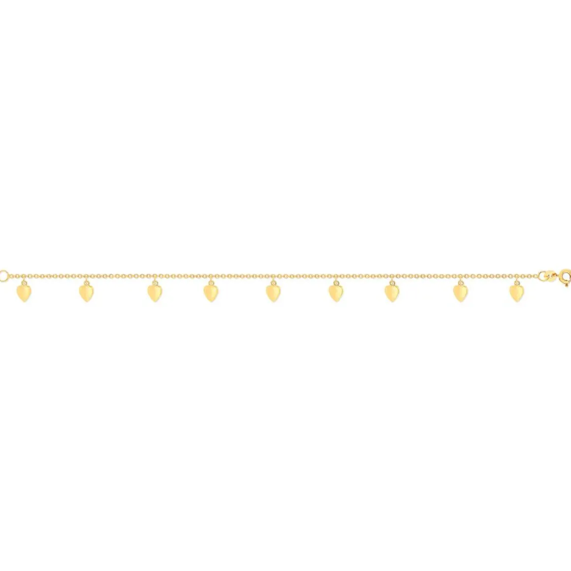 Chaine de cheville plaqué or pampilles coeurs 23 cm