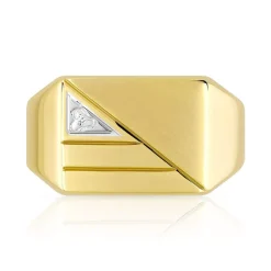 CHEVALIERE or jaune 375 et or rhodié diamant