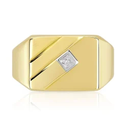 CHEVALIERE or jaune et or rhodié diamant