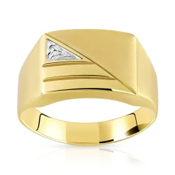 Chevaliere or 750 2 tons rectangle diamant