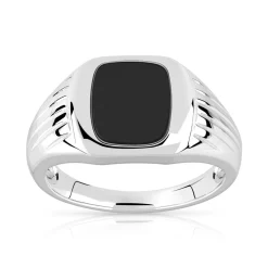 Chevalière argent 925 carrée onyx