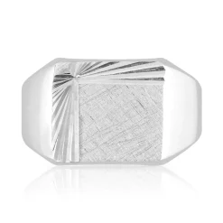 Chevalière argent 925 diamanté rectangulaire