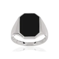 Chevalière argent 925 octogone onyx