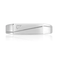 Chevalière argent 925 rectangulaire diamant