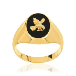 Chevalière or 375 jaune aigle onyx