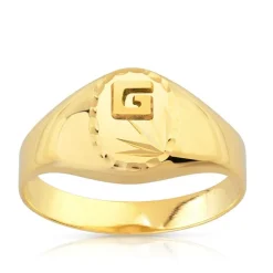 Chevalière or 375 jaune diamanté 1 initiale